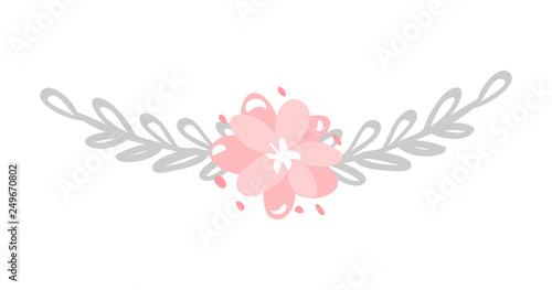 Cute vector isolated Flower on white background. Spring hand drawn Nature illustration flat design. For greeting card  print  children book