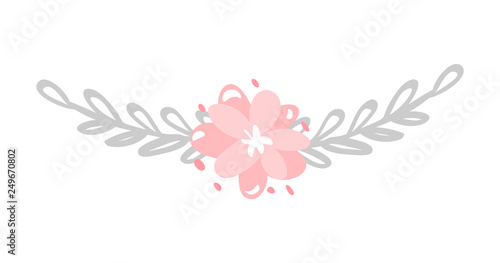 Cute vector isolated Flower on white background. Spring hand drawn Nature illustration flat design. For greeting card, print, children book