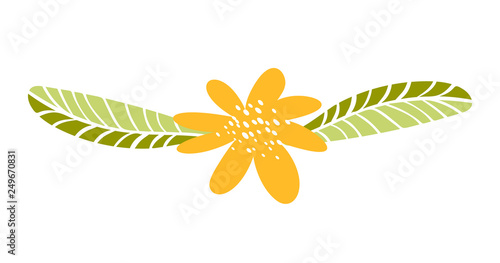 Cute vector isolated Flower on white background. Spring hand drawn Nature illustration flat design. For greeting card, print, children book