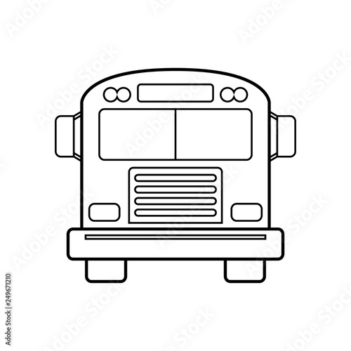 Icono plano lineal autobús vintage vista frontal en color negro