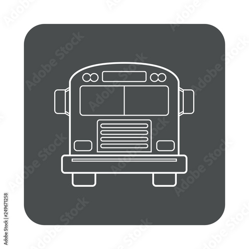 Icono plano lineal autobús vintage vista frontal en cuadrado color gris
