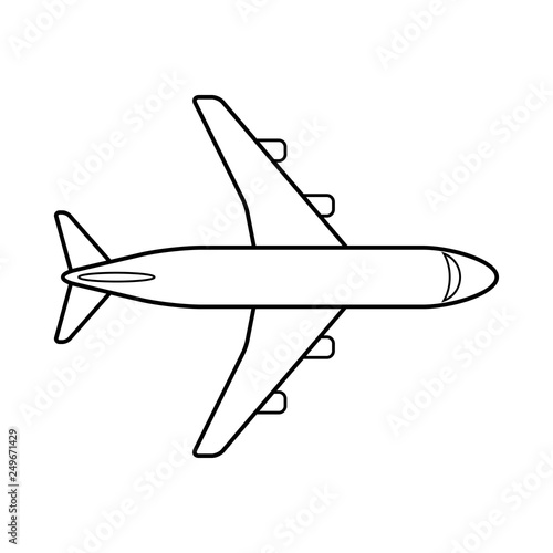 Icono plano lineal avión de pasajeros en color negro