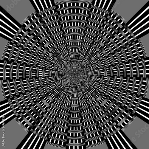 Abstract science black and white radial vortex background photo