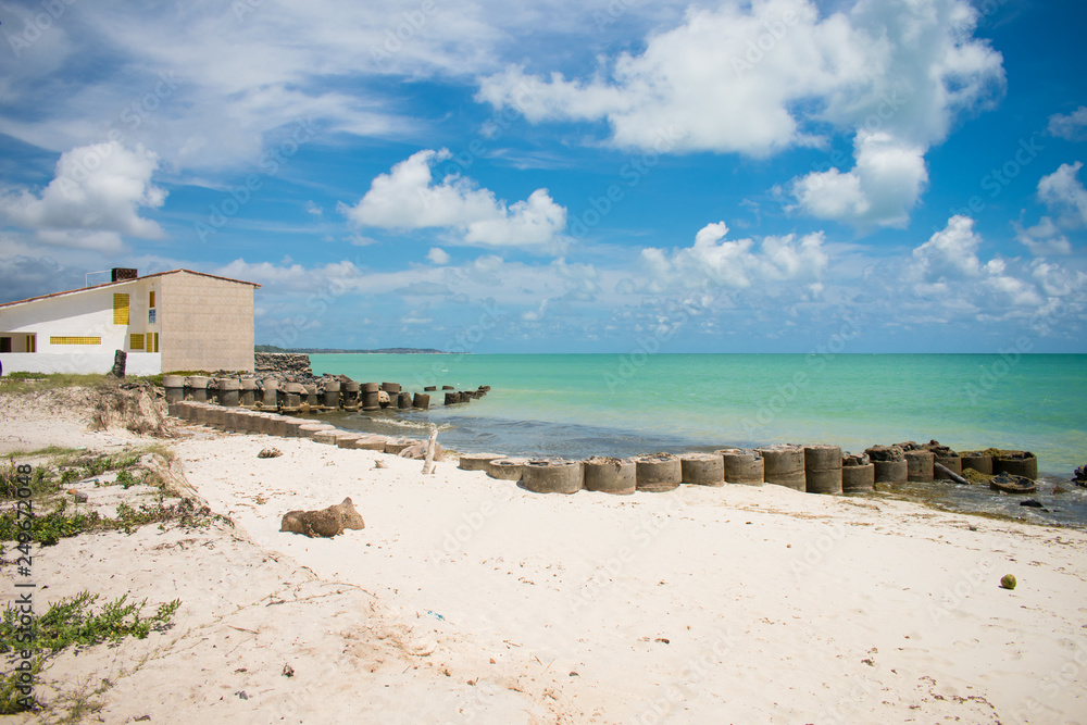 A view of the beautiful Praia do Sossego (Sossego beach) on Itamaraca island (Pernambuco, Brazil)