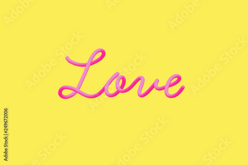Pink bright lettering calligraphic on yellow and pink gradient. Phrase Love