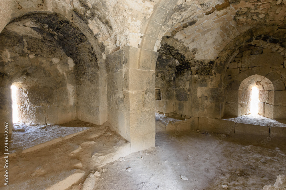 Ruins of crusaders castle Montreal (Shoubak or Shobak or Shawbak). Interior Ruins of crusaders castle Montreal (Shoubak or Shobak or Shawbak). Interior