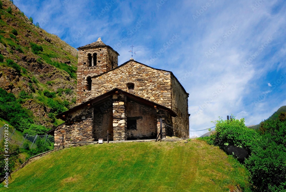 Sant Joan de Caselles (Canillo, Andorra). Romanesque church build in the 12th century.