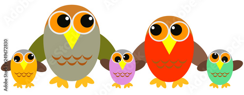 Wallpaper Mural owl family with three crazy children Torontodigital.ca