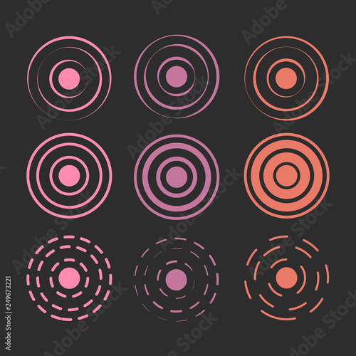 Pain red rings to mark. icon pain. Aim health icon pain