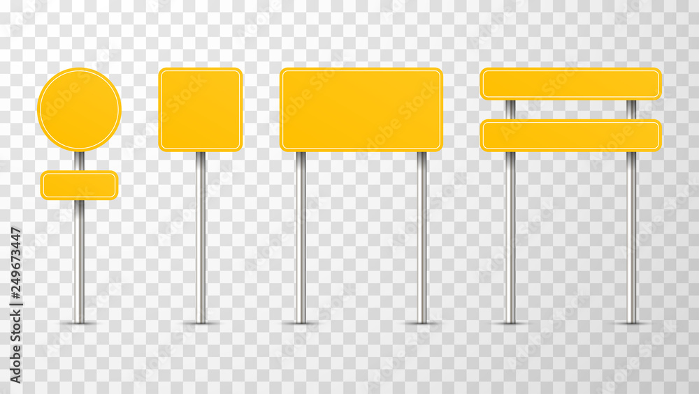 Blank yellow road traffic signs isolated on transparent background. Blank yellow road traffic signs isolated on transparent background.
