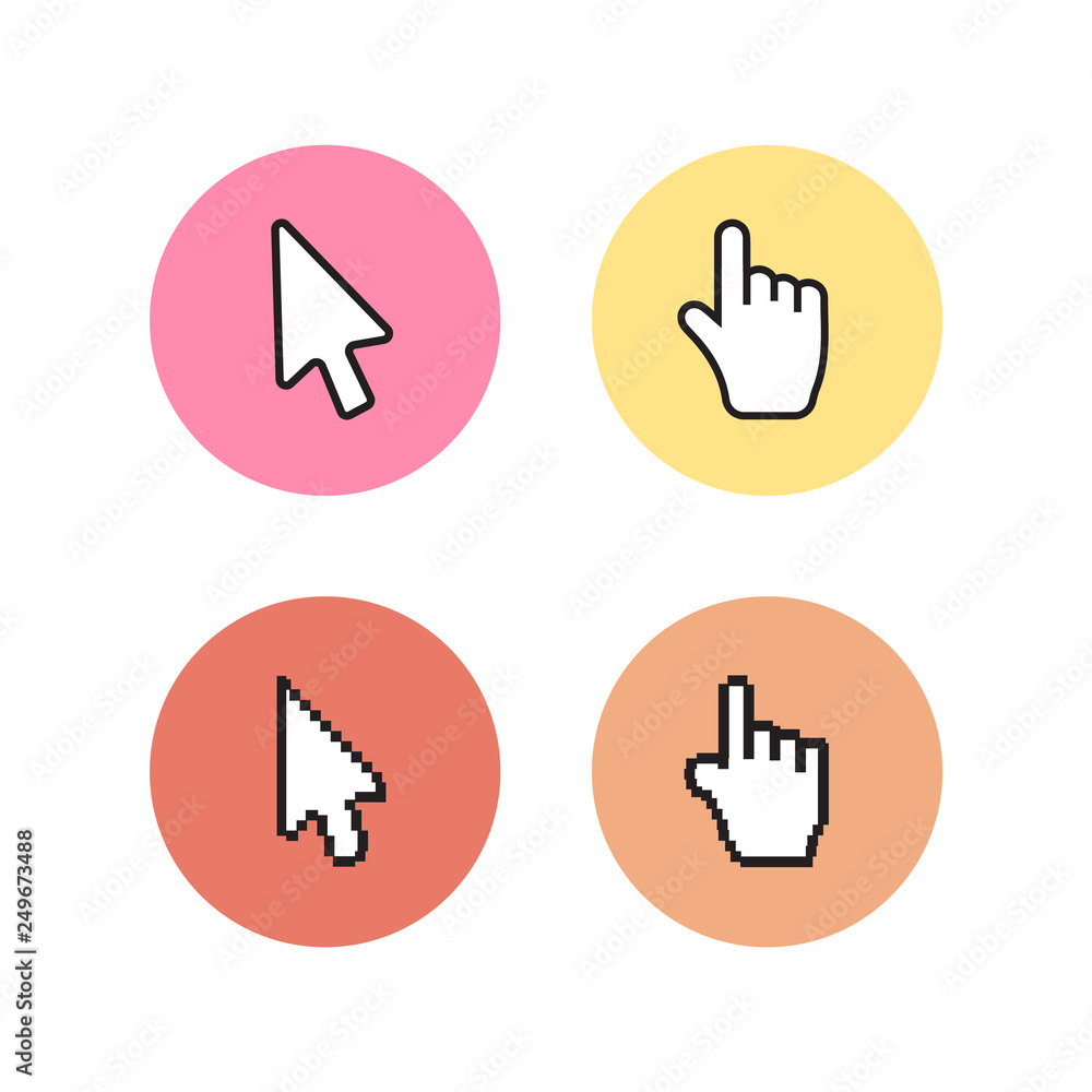 Cursors with long shadows. Mouse computer cursor Cursors with long shadows. Mouse computer cursor
