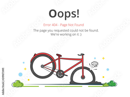 Error 404 page layout vector design. Website 404 page creative concept. The page you requested could not be found. Oops 404 error page.