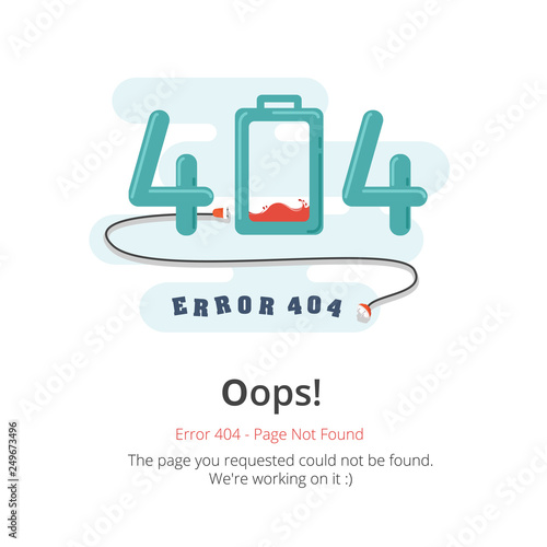 Error 404 page layout vector design. Website 404 page creative concept. The page you requested could not be found. Oops 404 error page.