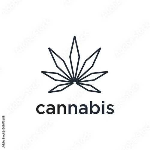 Creative marijuana health medical cannabis Leaf Line Art Logo design inspiration