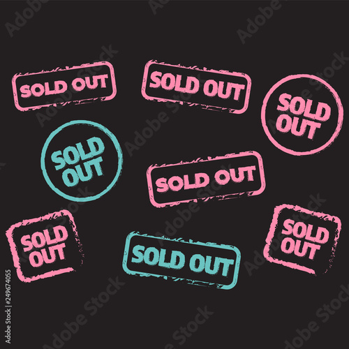 Sold out stamps grunge texture. Colored sold out grunge stamp