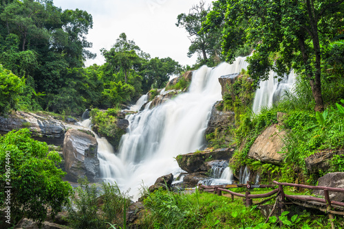 Fototapeta Naklejka Na Ścianę i Meble -  Landscape of peaceful waterfall in the tropical rainforest
