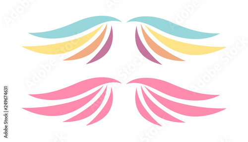 Airforce logo icons. Avia vector logo. Set of heraldic wings or angel wings drawn