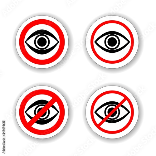 Circle Warinig No Peeping Prohibited Sign Infographics , Sticker, Icon or Label