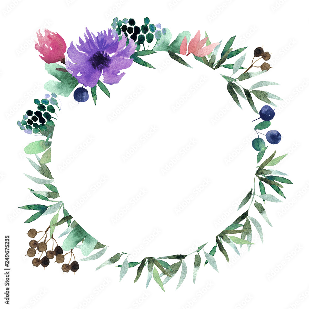 Naklejka premium Watercolor wreath