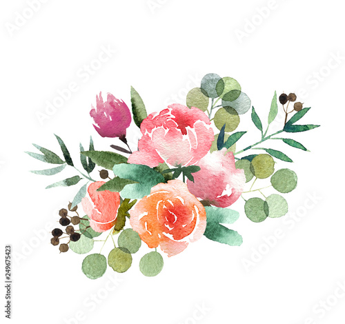 Watercolor flower bouquet