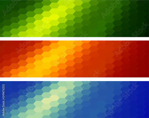 Mosaic banners set, hexagon...