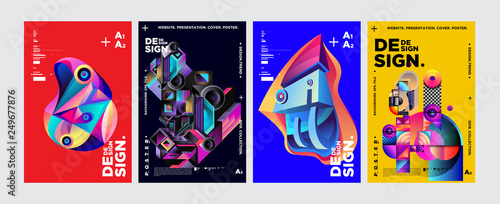 Cover and Poster Design Template for Magazine. Trendy Vector Typography and Colorful Illustration Collage for Cover and Page Layout Design Template in eps10.