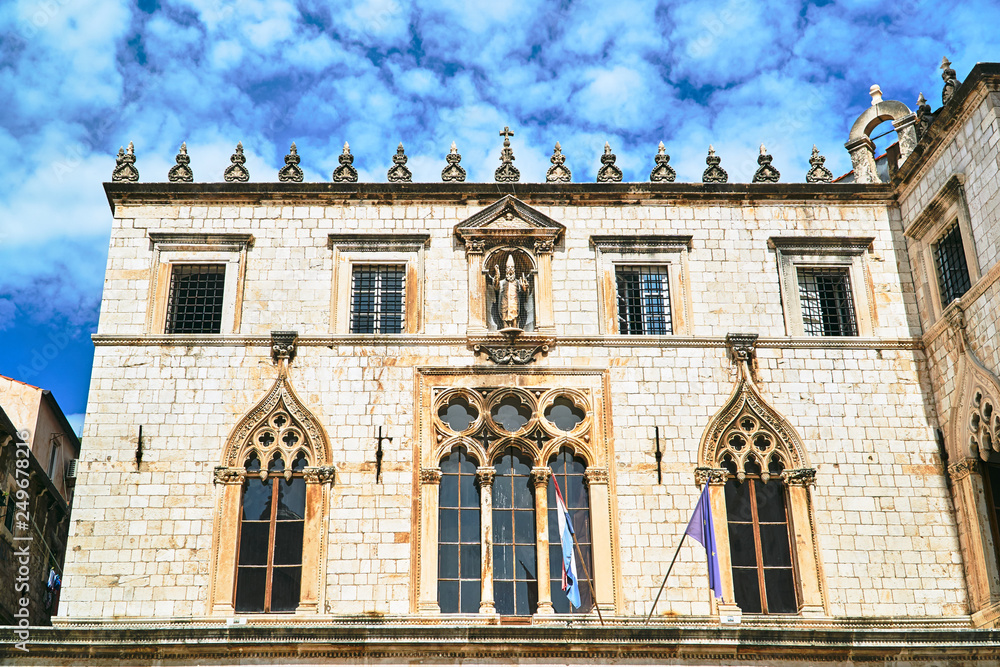 Facade of the rectors palace in the city of Dubrovnik, Croatia..