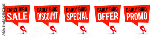 Early bird sale, discount, special, offer and promo