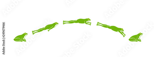 Frog jumping. Isolated frog jumping on white background