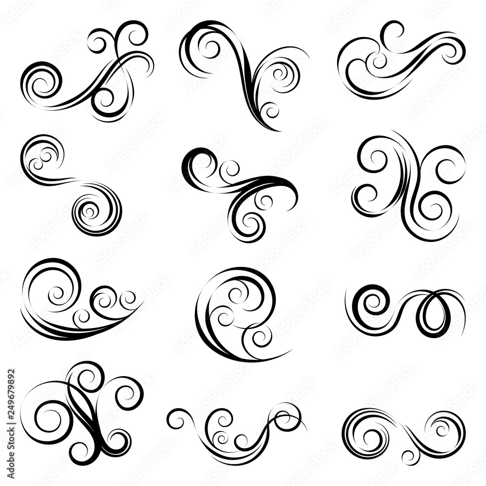 Ornamental design elements.Black dividers on white background. Vector illustration for design, postcard, menu, wedding invitation and books. Ornamental design elements.Black dividers on white background. Vector illustration for design, postcard, menu, wedding invitation and books.