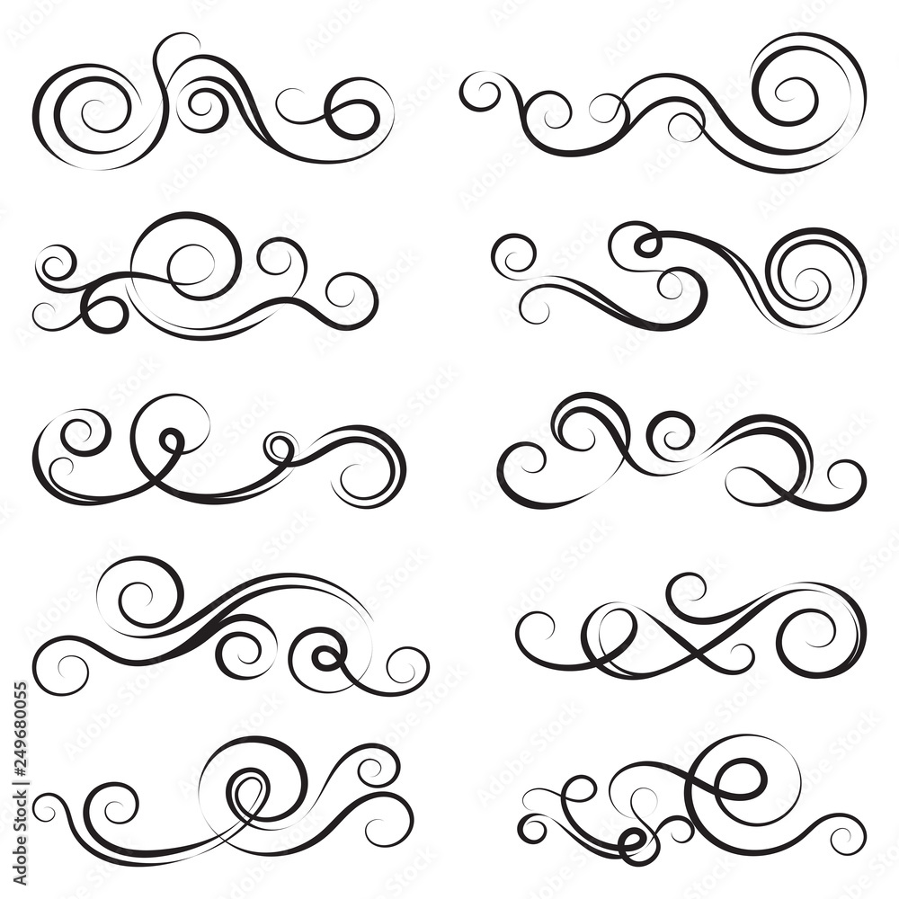 Ornamental design elements.Black dividers on white background. Vector illustration for design, postcard, menu, wedding invitation and books. Ornamental design elements.Black dividers on white background. Vector illustration for design, postcard, menu, wedding invitation and books.