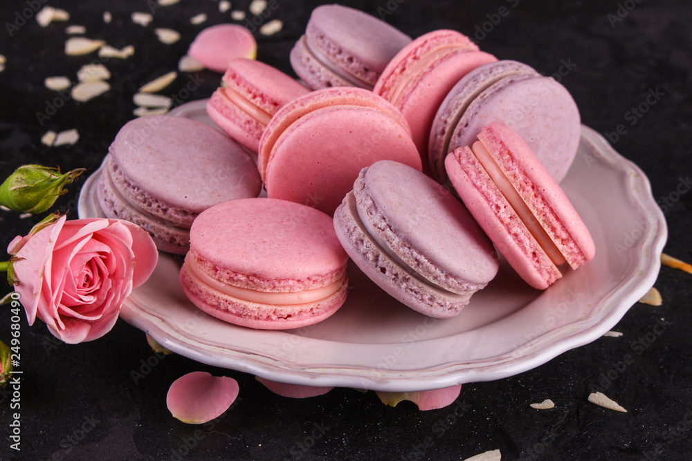 macaron or macaroons cookie, tasty dessert. food background macaron or macaroons cookie, tasty dessert. food background