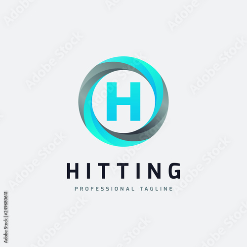 Letter H Blue Circle Logo Design - Vector File