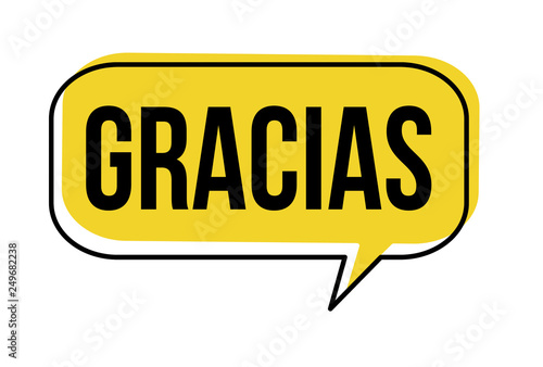 Thank you on spanish language ( Gracias ) speech bubble photo