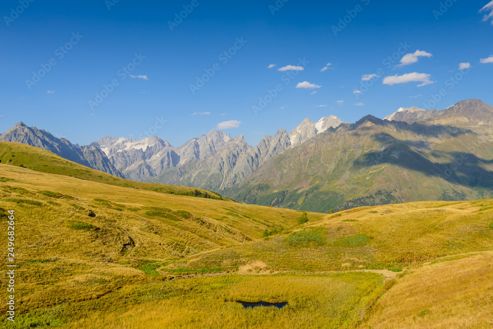 Beautiful mountain landscape near the village of Mestia, Svaneti region, Georgia 