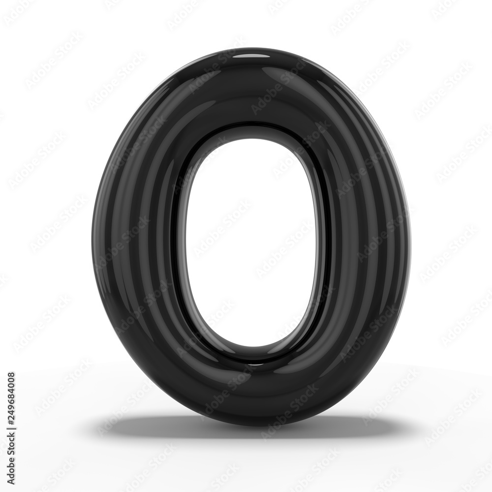 Letter O made of inflatable balloon isolated on white background. 3D Letter O made of inflatable balloon isolated on white background. 3D