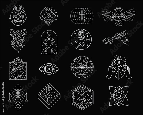 Mystic Line Stroke Icon Pictogram Symbol Illustration Set Collection