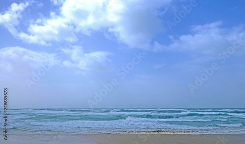 Beautiful seascape. View of the Mediterranean Sea at low tide