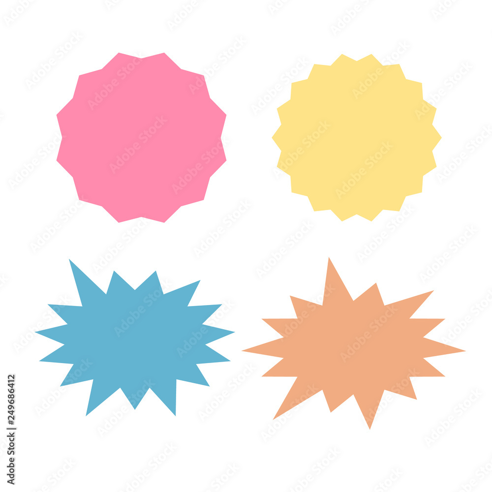 Set of vector starburst, sunburst badges. Starburst isolated icons set Set of vector starburst, sunburst badges. Starburst isolated icons set