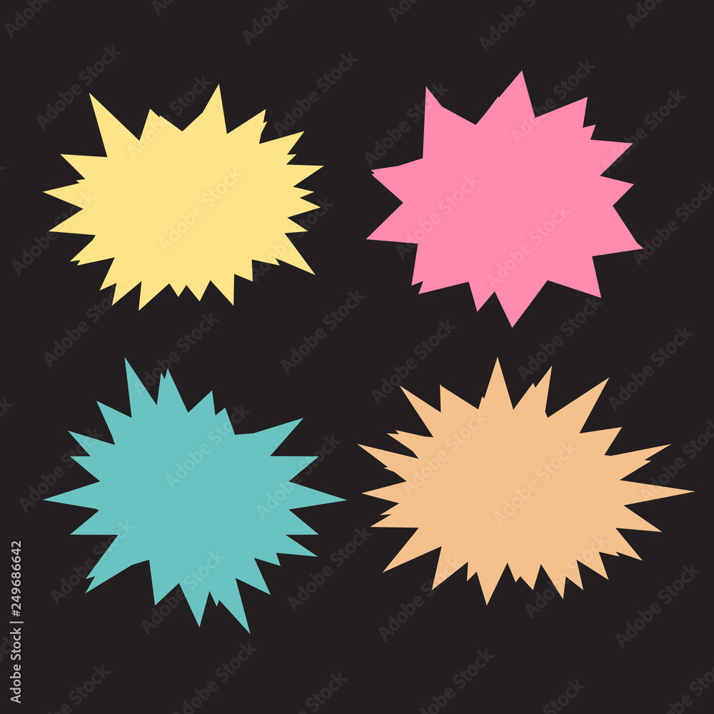 Set of vector starburst, sunburst badges. Starburst isolated icons set Set of vector starburst, sunburst badges. Starburst isolated icons set