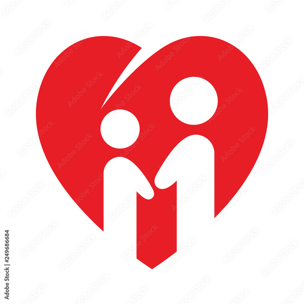 love logo, silhouette parent and kid in love logo template love logo, silhouette parent and kid in love logo template