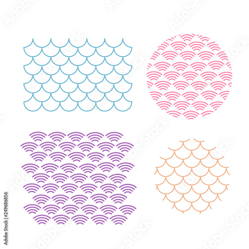 Japanese circle vector pattern. Wave pattern. Sea japan pattern vector