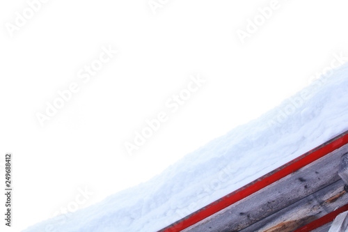 Wallpaper Mural snow and wooden board with red paint on a winter background Torontodigital.ca