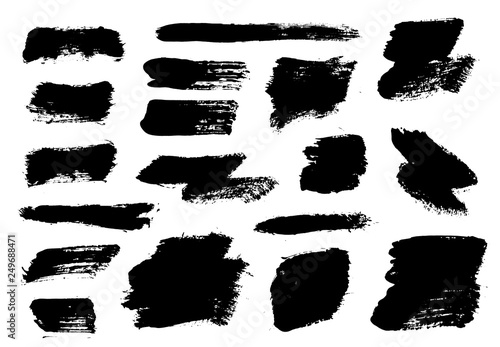Brush strokes set vector painted isolated objects