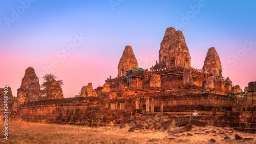 Wonderful golden sunset in camodia at pre rup