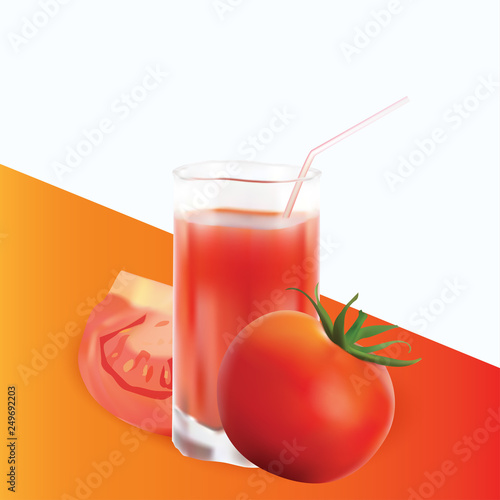 Realistic Set Of Red Tomato and Juice Vector Design
