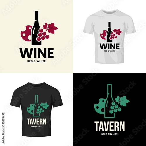 Modern wine vector isolated logo collection for tavern, restaurant, house, shop, store, club and cellar. Premium quality vinery logotype illustration set. Fashion brand badge design template bundle.