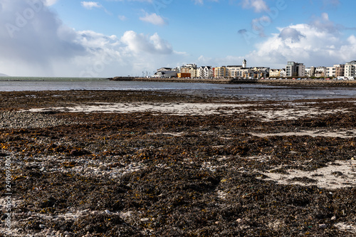 Salthill beach with houses and buildings