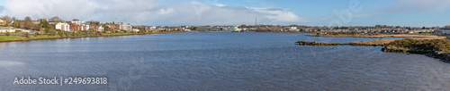 Panorama of Lough Atalia with city buildings