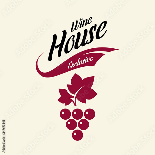 Modern wine vector logo sign for tavern, restaurant, house, shop, store, club and cellar isolated on light background. Premium quality vinery logotype illustration. Fashion brand badge design template